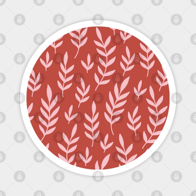 Terracotta Leaves Pattern Magnet by NatureGlow